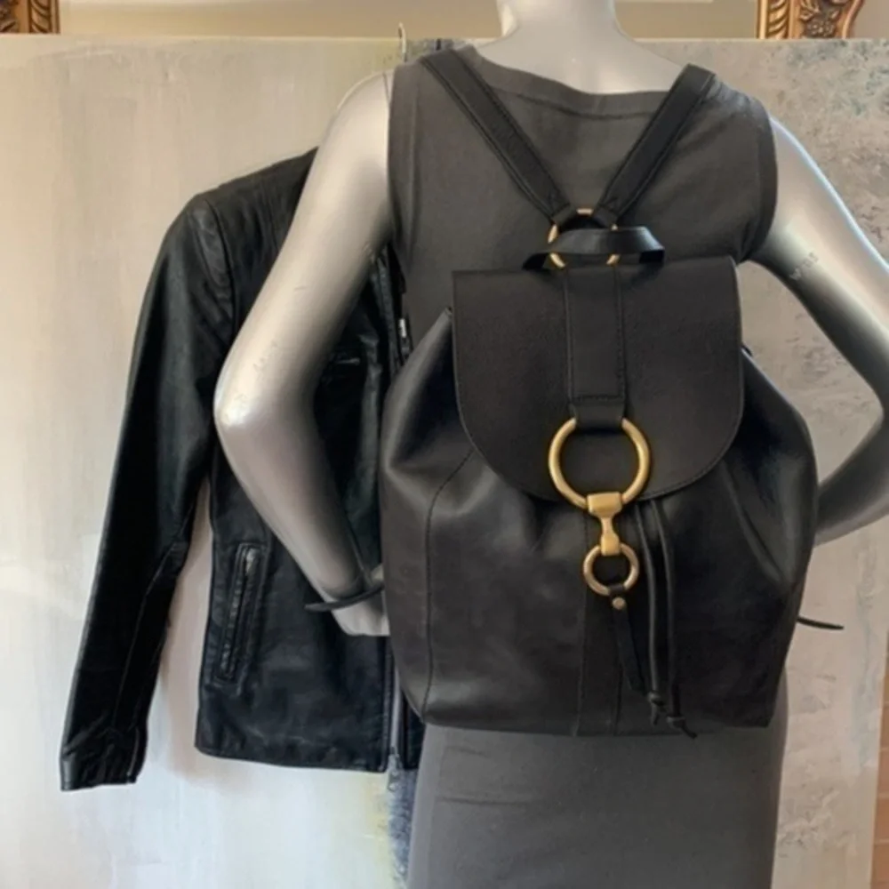 FRYE Black Leather Backpack
